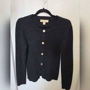 Michael Kors Black Cardigan Sweater with Gold Buttons